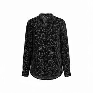 Jones New York Signature Polka Dot 1/4 Button Shirt Black White Size Medium